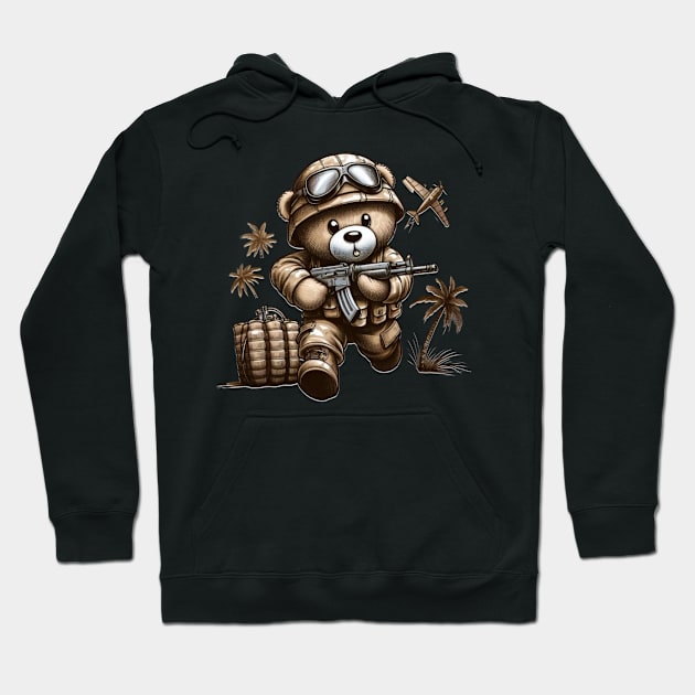 Army teddy bear Hoodie by Out of the world